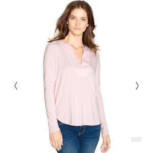 White House Black Market Henley Pink Long Sleeve Size S